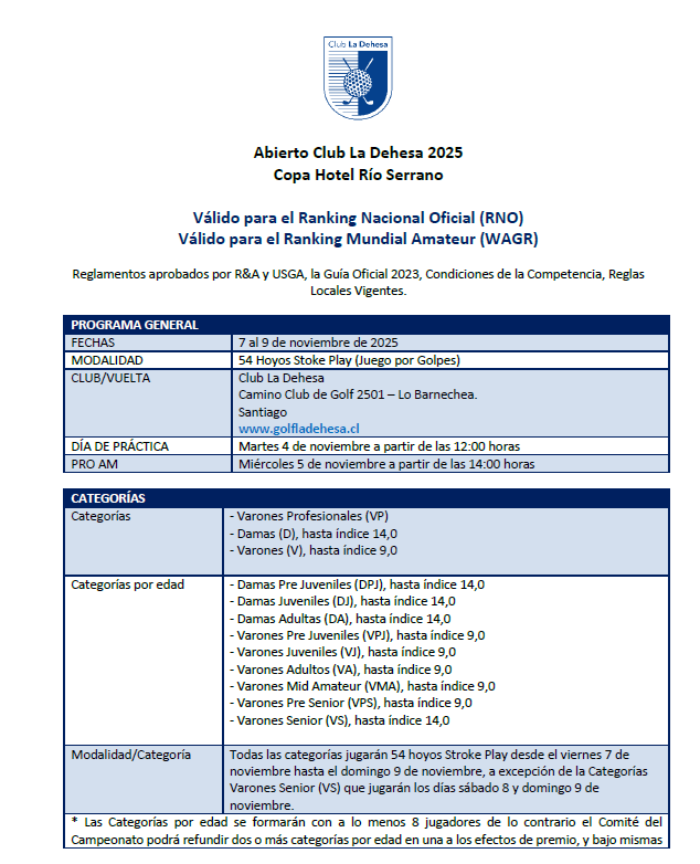 Bases Abierto Club La Dehesa 2025 — Portada